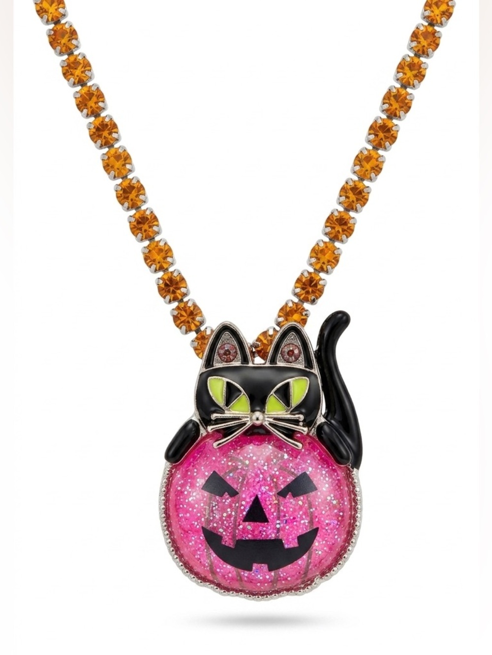 NWT Betsey Johnson Pink Pumpkin Necklace